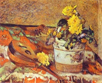 Paul Gauguin Painting - Mandolina y flores Postimpresionismo Primitivismo Paul Gauguin
